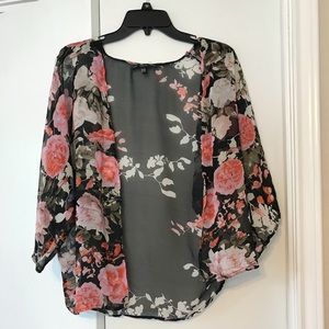 Sheer floral kimono